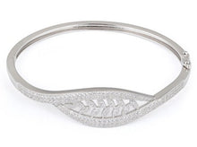 Load image into Gallery viewer, SBZ020 Sterling Silver Leaves Pave CZ Bangle Bracelet Jb Goods &amp; Service Unlimited
