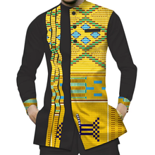 Load image into Gallery viewer, JBWYN380 Casual  100% Cotton Men African Clothing Dashiki Patchwork Print Shirt Top Bazin Rich traditional African Clothes
