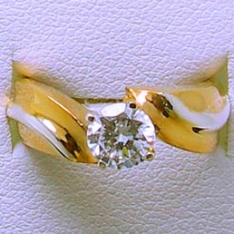 1  Stone Two Tone 10k Gold Engagement Ring
