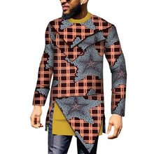 Load image into Gallery viewer, JBWYN889 African Clothes Men Long Sleeve Patchwork Shirts Bazin Riche African Design Clothing Casual 100% Cotton Mens Top Shirts
