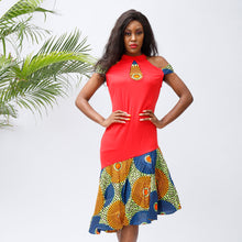 Load image into Gallery viewer, JB100019 High Quality African Dresses for Women Summer African Dress Fashion Elegant o-neck wrap inclined dress Africa Clothing
