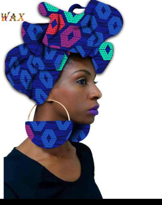 JBS403 African Headwrap Earrings Hair Accessories